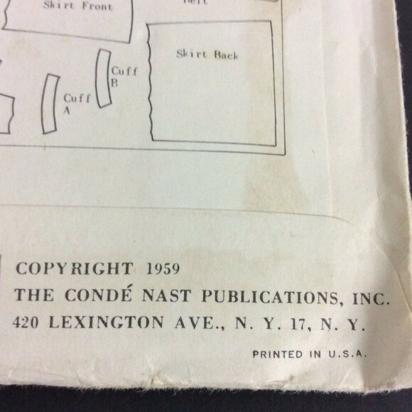 Vogue 9758 Vintage Belted Dress Sewing Pattern Size 14 Bust 34 Hip 36 1959 Uncut - Picture 3 of 4
